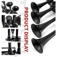 thumbnail image 4 of FARBIN 4 Trumpet Air Horn 12/24V Train Horn 178DB Truck Air Horn Super Loud Air horn with Electric Solenoid Universal for Train Truck SUV Boat Metal Black(black Parallel 4-tube 12/24V), 4 of 6