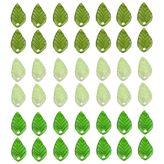 YIEMEEN Pack of 40/50/60 Elegant Acrylic Leaf Set Green Decorative Beads With Holes DIY Crafting Jewelry Components