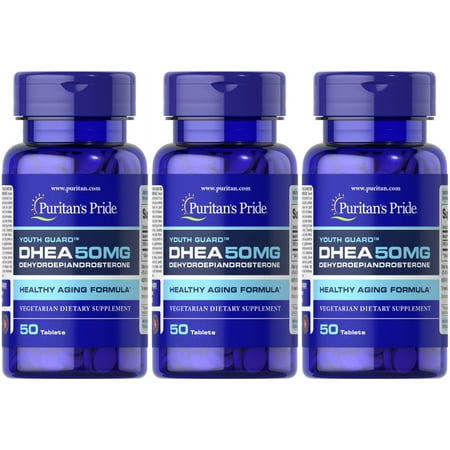 Puritan's Pride DHEA 50mg 50 Tablets Build Muscle Burn Fat Weight Loss 3 PACK FREE