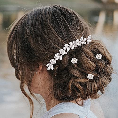 41 Pack Sparkly Silver Rhinestone Leaf Flower Pearl Bridal  display picture 1
