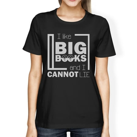 I Like Big Books Womens Black Cotton Crewneck Tshirt For Teen (Best Stores For Teen Girls)