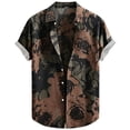 thumbnail image 4 of COSFO Button Up Short Sleeve Shirts for Men Cotton Linen Summer Floral Shirt Beach Vacation Collared Loose Fit Tops, 4 of 6