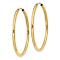 thumbnail image 2 of 14k Yellow Gold Round Endless 2mm Hoop Earrings, 2 of 7