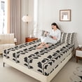 thumbnail image 4 of jejeloiu Black Botanical Leaf Bed Sheets,Minimalist Aesthetic King Sheets For Adults 4 Pieces, 4 of 7