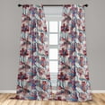 thumbnail image 4 of Ambesonne Floral Curtains, Blooming Flowers Tulips Art, Pair of 28"x95", Burgundy and Dark Ceil Blue, 4 of 5