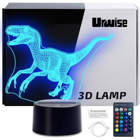 Cool 3D Jurassic Dinosaur Night Light, LED Velociraptor Raptor Night ...