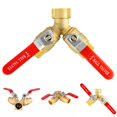 thumbnail image 2 of Hose Splitter 2 Way Heavy Duty Brass Garden Hose Splitter with 304 Stainless Long Handle Outdoor Full Flow Hose Splitter Connector Y 3/4 Inch Ght Thread, 2 of 5