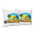thumbnail image 6 of Ambesonne Retro Throw Pillow Cover 2 Pack, Vintage Car in City Miami, 24", Orange Yellow and Blue, 6 of 6
