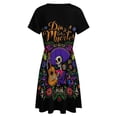 thumbnail image 5 of DIA DE LOS MUERTOS Mexico Short Sleeve Dress Women Summer Evening Dresses Ladies Sundress, 5 of 7