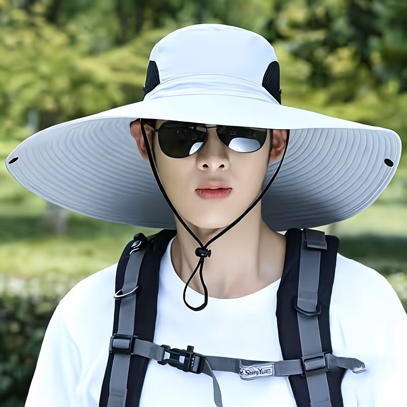 Men s Wide Brim Sun Hat UPF 50+ Outdoor Fishing Hiking Climbing Boonie Hat for Camping Travel