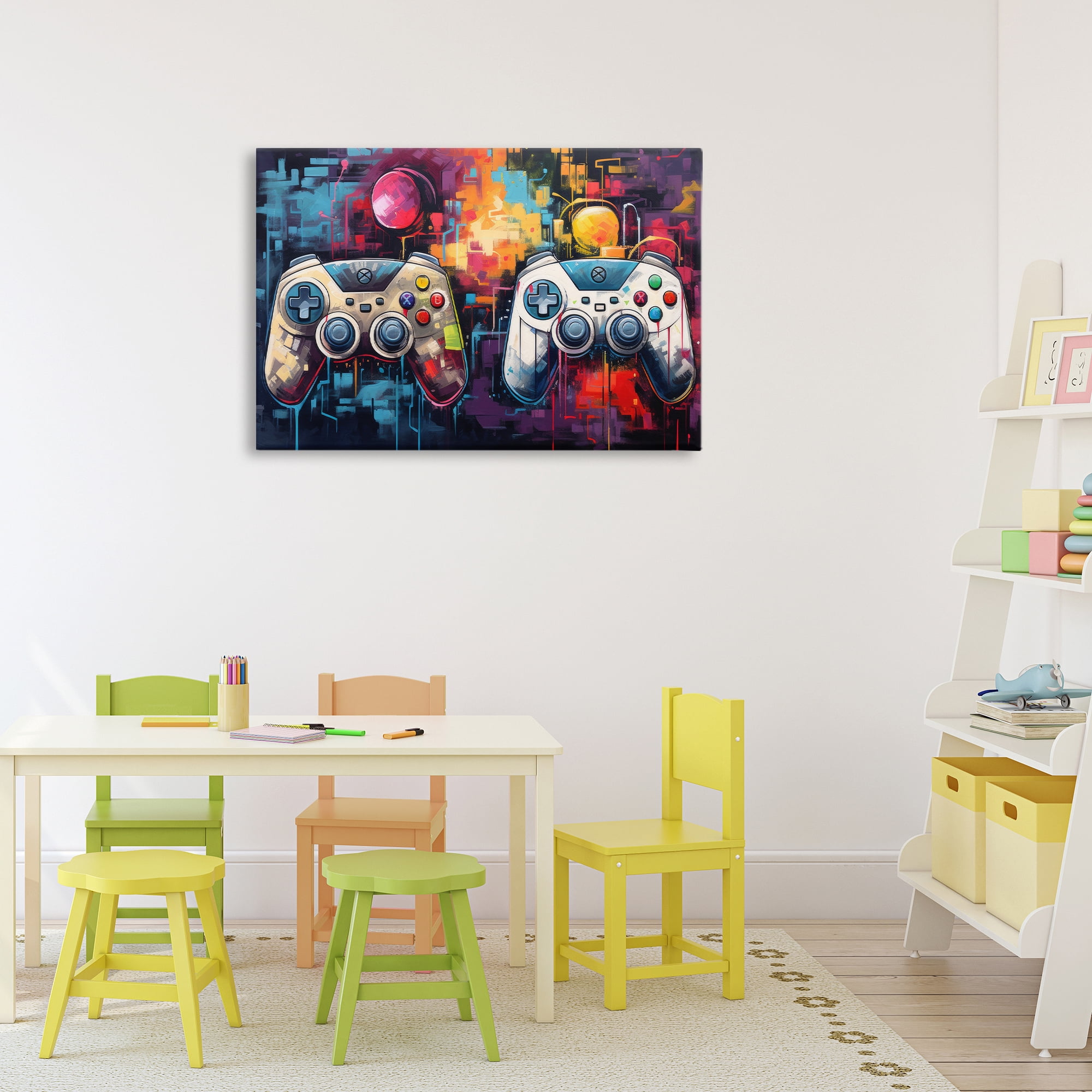 Stupell Industries Double Controller Modern Gamer Canvas Wall Art, design by Lazar Studio