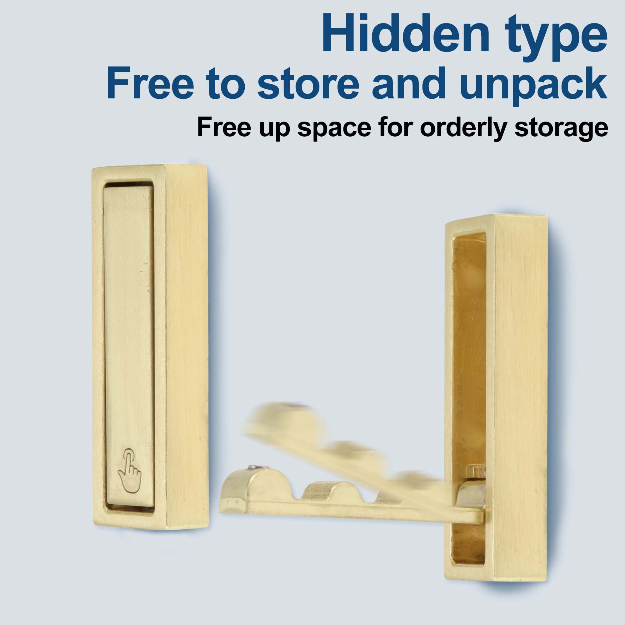 Unique Bargains Round Coat Hook Wall Mount Folding Hook Gold Tone 2.76"x0.79"x0.47"