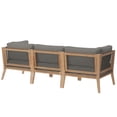 thumbnail image 3 of Modway Clearwater Teak Wood Fabric Outdoor Sofa in Gray/Graphite, 3 of 5