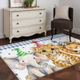 thumbnail image 3 of Rectangle Rug 4x6ft Area Rug,Cartoon Elephant Lion Leopard Area Rugs for Living Room Bedroom,Cute Animal Blue Plaid Polka Dot Floor Mat Non-Slip Non-Shedding Carpet Indoor Accent Rugs, 3 of 9