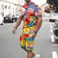 thumbnail image 2 of Summer Savings Clearance Stamzod 2 Piece Outfit For Men Shorts Set Casual Short Sleeve And Shorts Jogging Sweatsuit Print Casual Tracksuit For 4Th Of July, 2 of 5