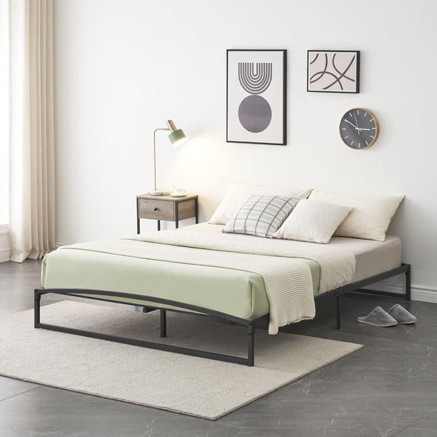 10-pulgada low tamaño completo-size marco de cama heavy-duty metal platform mattress foundation no necesita colchón base noise-free non-slip fácil montaje (negra)