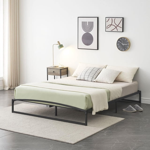 10-pulgada low tamaño completo-size marco de cama heavy-duty metal platform mattress foundation no necesita colchón base noise-free non-slip fácil montaje (negra)