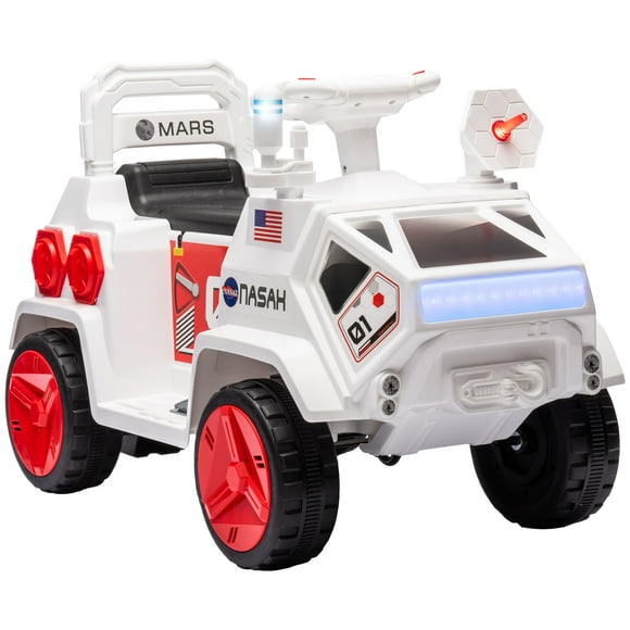 Qaba 6V Mars Rover Electric Car for Kids with Sci-Fi Sounds, Lights, White
