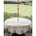 thumbnail image 3 of Outdoor Tablecloth with Umbrella Hole Zipper Brown Stripe Round Tablecloth 60" Waterproof Outside Table Cloth Modern Rustic Horizontal Brown Striped Patio Table Cover Tablecloths for Picnic Party, 3 of 8