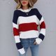 thumbnail image 2 of Top De Punto Para Mujer, Cuello Simulado De Fibra De Poliéster, Jersey Azul Real Para Mujer, Diseño De Rayas Para Oficina ANGGREK Otros, 2 of 8