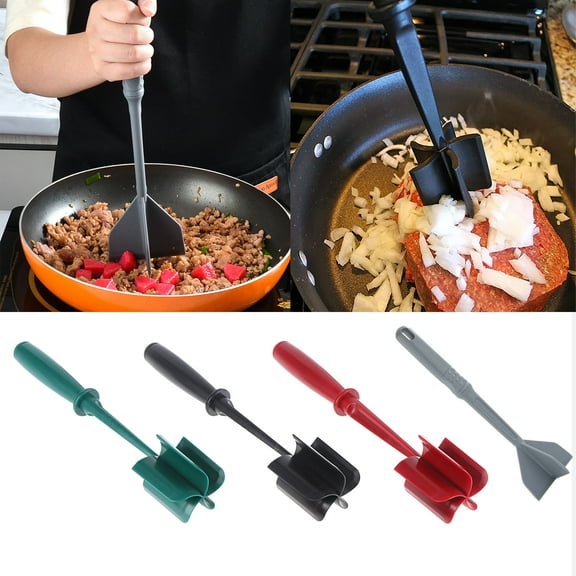 Hwkond Meat Grinder Manual Hamburger Meat Chopper Stirrer With 4 Curve Blades Long Handle Chopper For Mixing Cutting Mashed Potato Kitchen Utensils