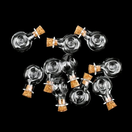 GOOHOCHY 10pcs Winebottle Shape Mini Glass Bottles Jars with Cork Wish Note Craft Bottle (Clear)