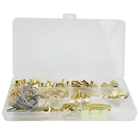 

240pcs Picture Hanging Kit Golden Seamless Hanging Hooks with Storage Box for Photos Clocks Mirrors Paintings Artworks