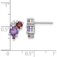 thumbnail image 4 of Sterling Silver Rhodium-Pl Amethyst Garnet And White Topaz Post Earrings (Width 6.8) (Length 11) - Jbsp, 4 of 5