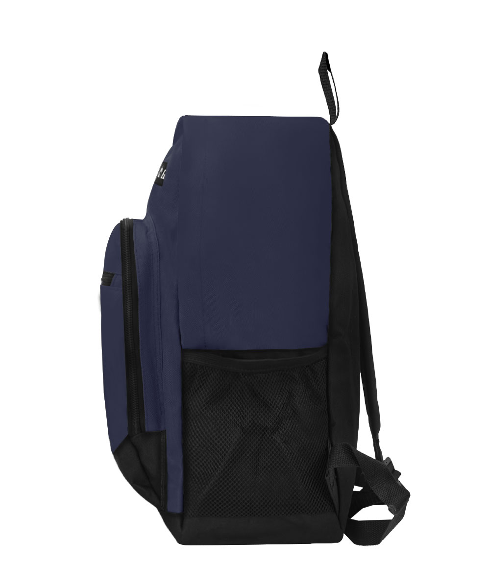 Everest 16.5" Casual Backpack w/ Side Mesh Pocket, Navy All Ages, Unisex 6045-NY/BK, Carrier and Shoulder Book Bag for School, Work, Sports, and Travel - image 3 of 4
