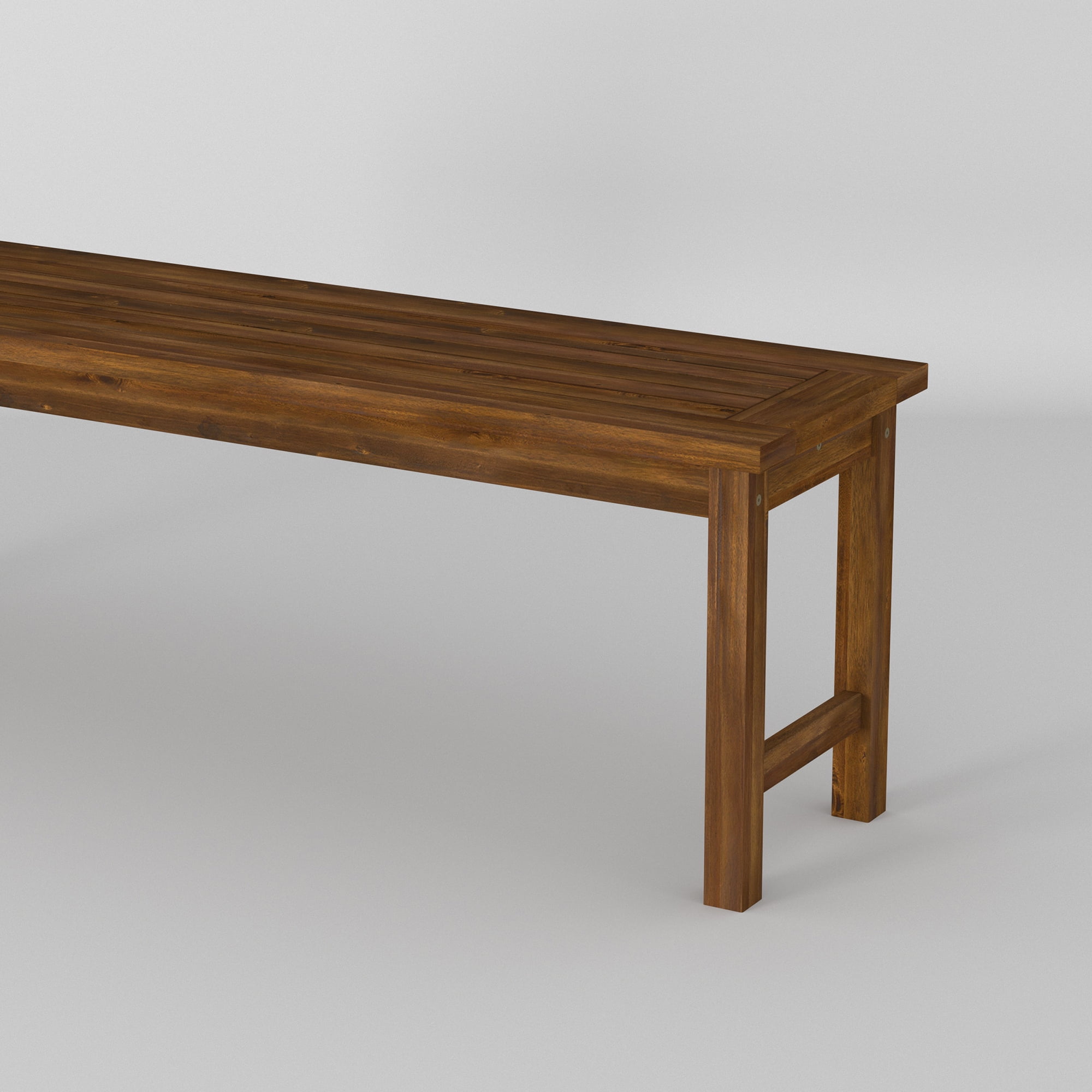Walker Edison 53" Outdoor Raised Acacia Solid Wood Patio Bench - Dark Brown