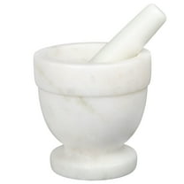 Creative Home White Marble Mortar and Pestle Set, 4" Diam. x 4" H