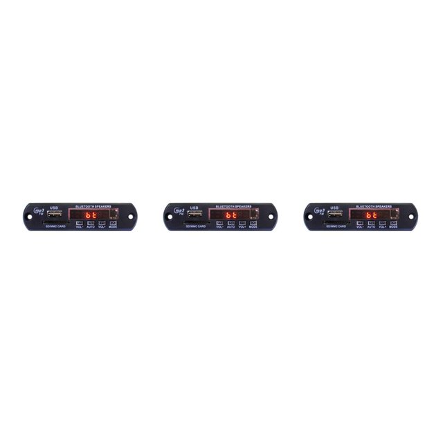 sweethay 12V 5V Bluetooth 5.0 Receptor Car Kit Car MP3 Player Board Pantalla a color Módulo de radio FM TF USB 3.5 Mm Audio 107x25x38mm 3piezas
