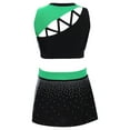 thumbnail image 5 of iiniim Girls 2 Piece School Cheerleading Uniform Outfit Shiny Sleeveless Crop Top with Skirt Set Cheer Dancewear Green 8, 5 of 6