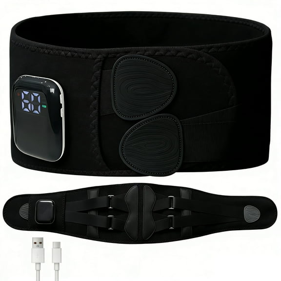 Harlier13 Portable Wireless Back Massager Belt - 3-in-1 Sciatica Pain Relief & Lumbar Support, Adjustable Massage Belt for Lower Back Pain, 5 Temperature & 3 Vibration Levels for Men and Women