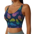 thumbnail image 2 of Goofa Retro Bright Pineapple Printed Sports Bras for Women, High Impact Running Bra Workout Crop Tank Tops Longline Sports Bra Push up-Small, 2 of 9