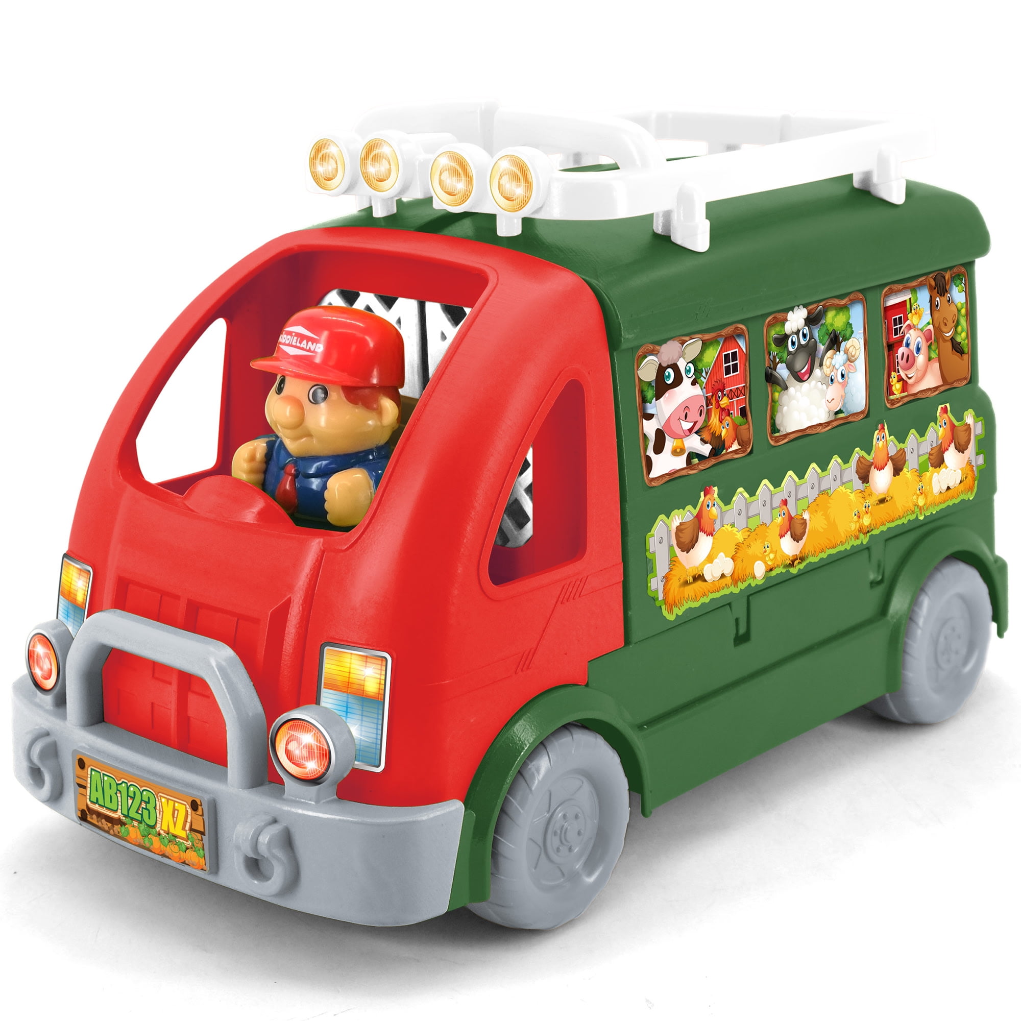 Kiddieland: Farm Activity Camper - Vehicle Opens To Reveal A Playground, Sound Effects, Animal & Farmer Figurines, Toy Accessories, Kid-Toddler 12mo+