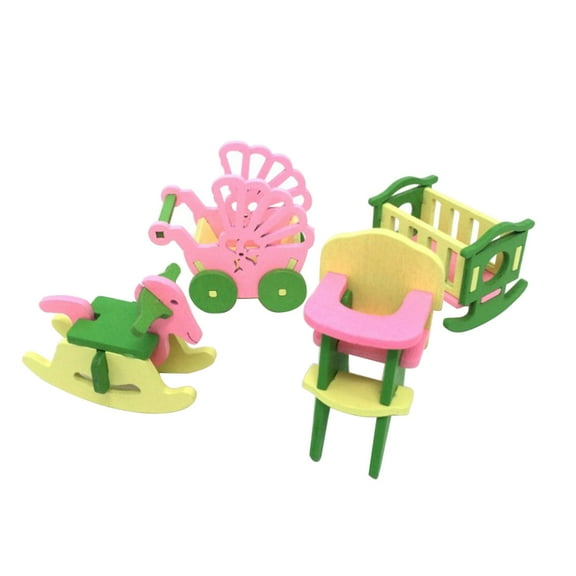 Soimiss Dollhouse Mini Accessories Multicolor Wooden Furniture Set for Special Days 1 Set
