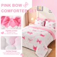 thumbnail image 2 of Juego de ropa de cama Wajade Pink Bow para niñas y niños con cama individual y edredón, 2 of 8