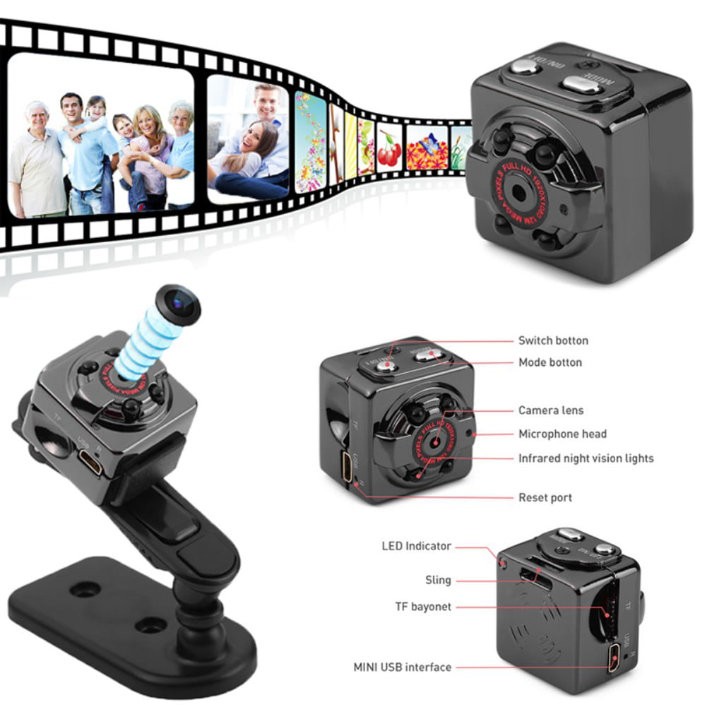 1080P Portable Small Sport Camcorder with Auto Night Vision No WiFi DEXILIO Mini Camera Micro Security Surveillance Camera for Indoor and Outdoor,with 32GB Card and Waterproof Case