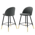 thumbnail image 1 of Counter Stool Chair, Set of 2, Fabric, Metal, Grey Gray, Modern Contemporary Urban Design, Bar Pub Cafe Bistro Hotel Restaurant Hospitality, 1 of 10