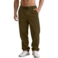 thumbnail image 5 of CCRFTGI Men's Pants Workout Big and Tall Hiking Pants Active Elastic Drawstring Mens Joggers Outdoor Travel Sweatpants with Pockets Brown L, 5 of 6