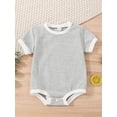 thumbnail image 2 of Qmyliery Baby Short Sleeves Romper with Color Matching, Bottom Button Clothing Casual, 2 of 8