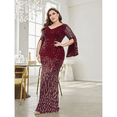 thumbnail image 4 of AURA Plus Size Sequin Round Neck Evening Gown Long Sleeve Elegant Slim Fit Formal Party Maxi Dress, 4 of 6