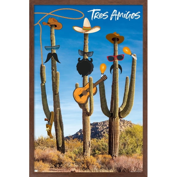 Cactus -Tres Amigos Wall Poster, 22.375" x 34" Framed