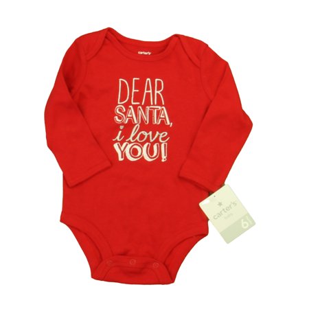 

Pre-owned Carter s Unisex Red Dear Santa Onesie size: 6 Months