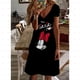 thumbnail image 3 of Vestido mini sexy de manga corta con cuello en V y estampado de amor de Minnie Mouse de Disney para mujer, diseño para exteriores, 3 of 5