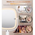 thumbnail image 2 of Espejo con luz para Maquillaje,Espejo de Doble Cara Recargable de 3000 mAh,Espejos de tocador con Soporte para Celular，Aumento de 1X/10X，Giratorio de 360°，3 ajustes de Color, Brillo Ajustable, 2 of 7