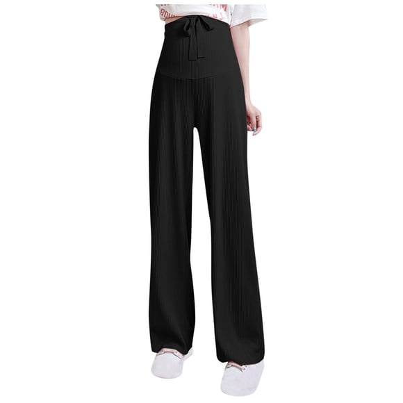 ShomPort Maternity Wide Leg Pants Over The Belly Loose Comfy Maternity Lounge Pants Solid Color Pregnancy Pants