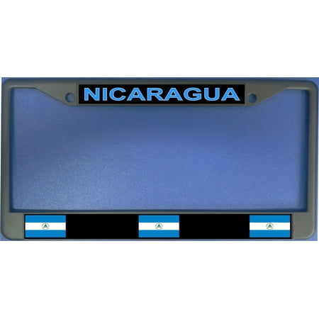 Ufo Cap - Nicaragua Flag Photo License Plate Frame Free Screw Caps with this Frame