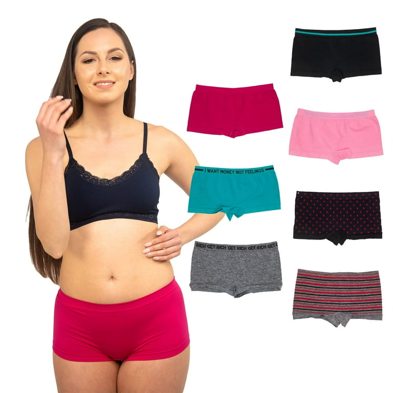 Ladies 7 Pack Boy Cut Panties & Assorted Booty Short Cut Boyshort Panties